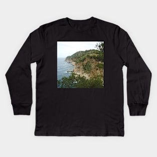 View from the Spanish mountain Spain sightseeing trip photography from city scape Barcelona Blanes Malgrat del Mar Santa Susuana Kids Long Sleeve T-Shirt